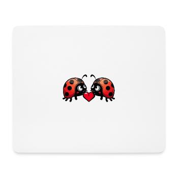 Coccinelle Couple Coeur Saint Valentin - Tapis de souris (format paysage) - blanc - Devant