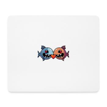 Piranha Paar Fische Valentinstag - Mousepad (Querformat) - Weiß - Vorne