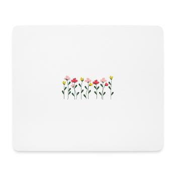 Herzblumen auf minimalem Schwarz - Mousepad (Querformat) - Weiß - Vorne