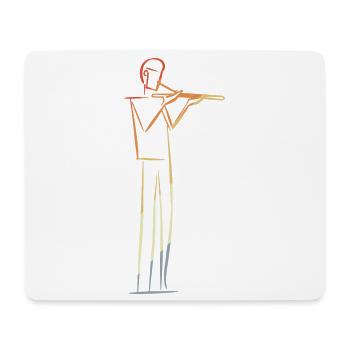 Flute Player Drawing Retro - Mouse Pad (horizontal) - white - Front