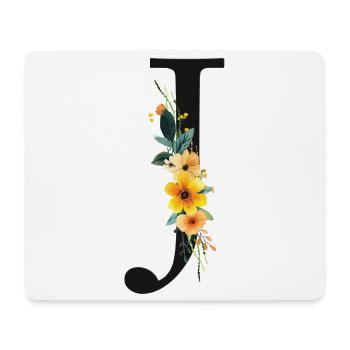 J Monogram, Floral, Personalizable - Mouse Pad (horizontal) - white - Front