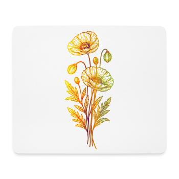Style minimaliste d’art en ligne de coquelicot - Tapis de souris (format paysage) - blanc - Devant