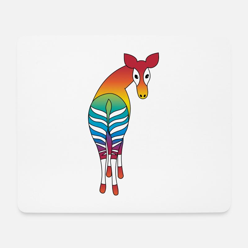 Regenbogen Okapi - Mousepad (Querformat) - Weiß
