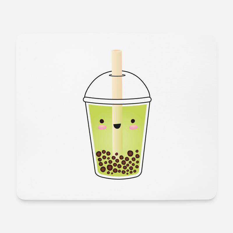 Grüner Matcha Bubble Tea Kawaii - Mousepad (Querformat) - Weiß