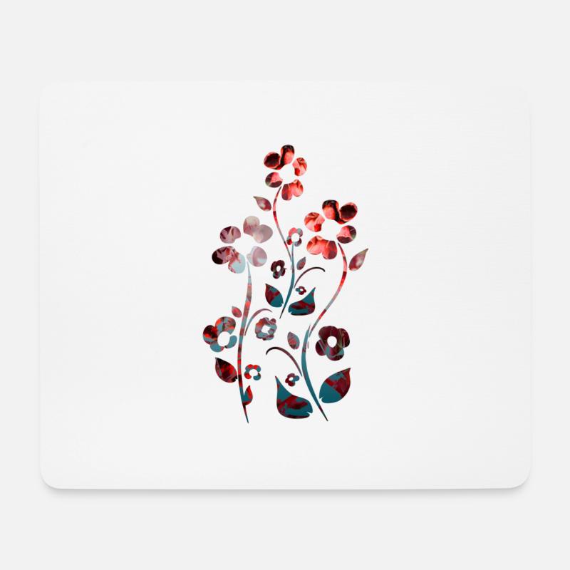 Blumen Ornament dunkel rot - Mousepad (Querformat) - Weiß