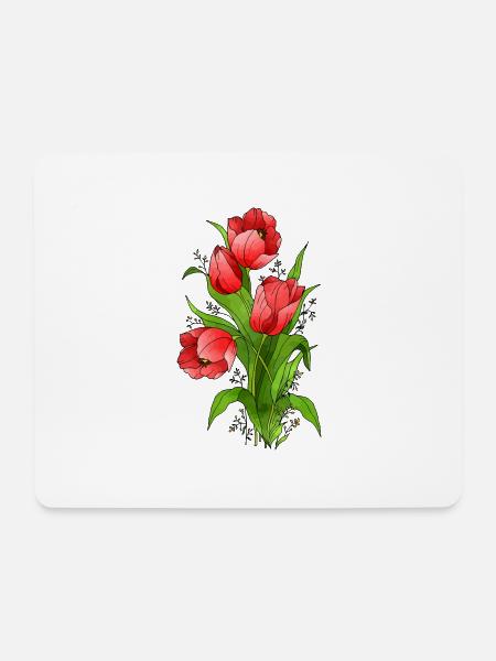 Tulpen Strauß - Mousepad (Querformat) - Weiß