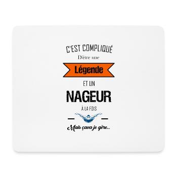 C'est compliqué d'être une légende t-shirt nageur - Tapis de souris (format paysage) - blanc - Devant