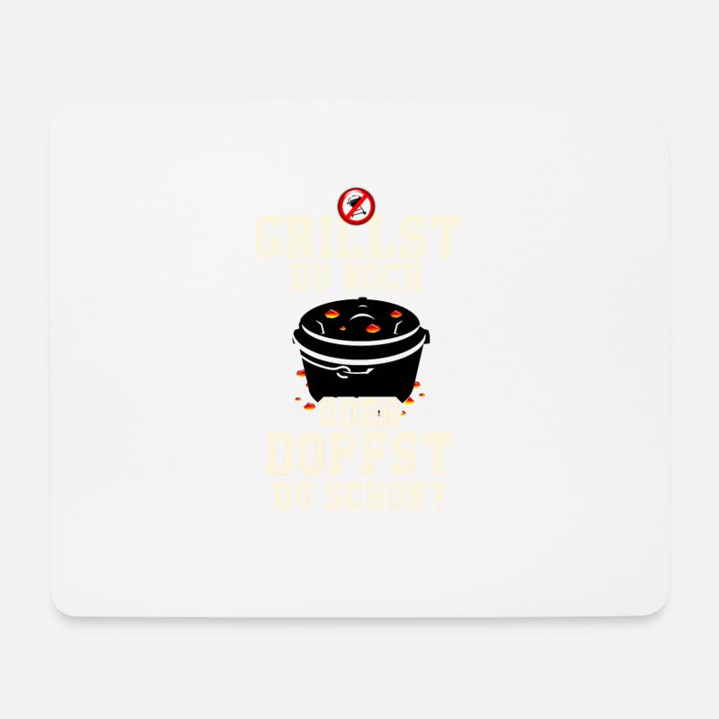 Grillst du noch Distressed Look - Mousepad (Querformat) - Weiß
