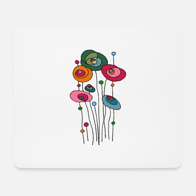Bunte Blumen - Mousepad (Querformat) - Weiß