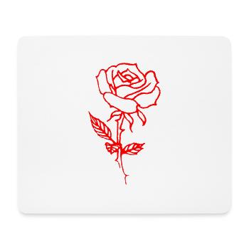 Minimalistische Rote Rose - Mousepad (Querformat) - Weiß - Vorne