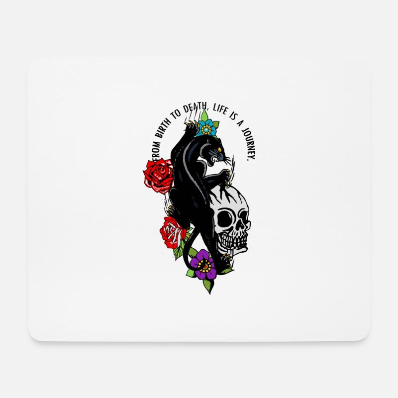 Kopf des Todes Panthere Schädel rosa Blume Zitat - Mousepad (Querformat) - Weiß