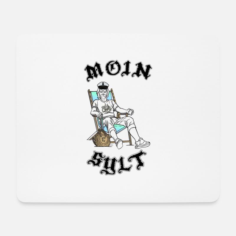 MOIN SYLT KÄPTN- Cooles Design im Retrostil - Mousepad (Querformat) - Weiß