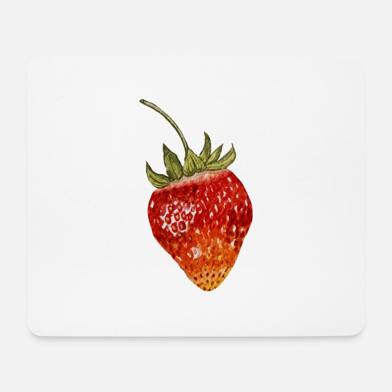 Erdbeer-Aquarell - Mousepad (Querformat) - Weiß