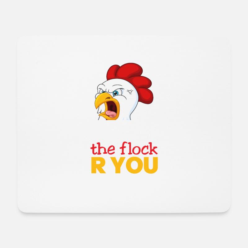 Hahn Chicken lustiger Spruch Who the Flock are you - Mousepad (Querformat) - Weiß