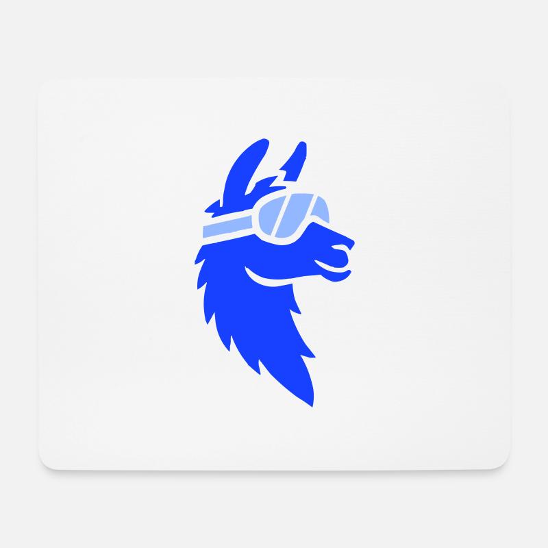 lama skibrille tier - Mousepad (Querformat) - Weiß