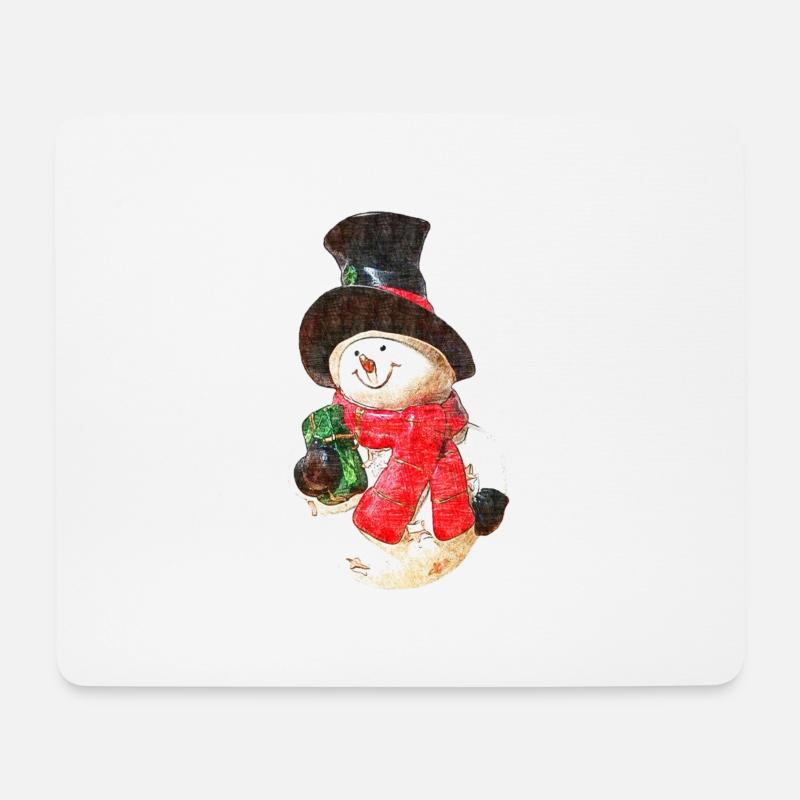 Schneemann - Zeichnung - Mousepad (Querformat) - Weiß