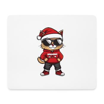 Tête de Noël Chat Noël - Tapis de souris (format paysage) - blanc - Devant