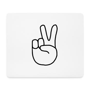 Emoji Peace Finger Sketch noir - Tapis de souris (format paysage) - blanc - Devant