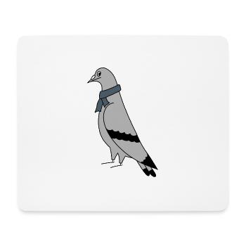 Pigeon with Scarf – Urban Minimal Illustration - Tapis de souris (format paysage) - blanc - Devant
