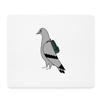 Pigeon with Backpack – Urban Minimal Illustration - Mouse Pad (horizontal) - white - Front