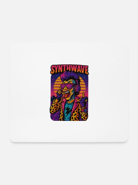 synthwave - Mousepad (Querformat) - Weiß