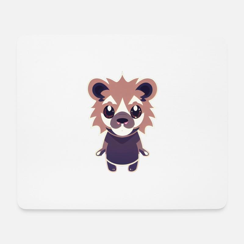 Süßer Löwe Chibi Kawaii Style - Mousepad (Querformat) - Weiß