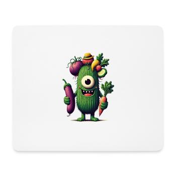 funny cute monster with vegetables one-eyed cucumber - Mouse Pad (horizontal) - white - Front