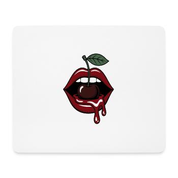 Edgy Cherry Lips Tattoo Style Streetwear Graphic - Mouse Pad (horizontal) - white - Front