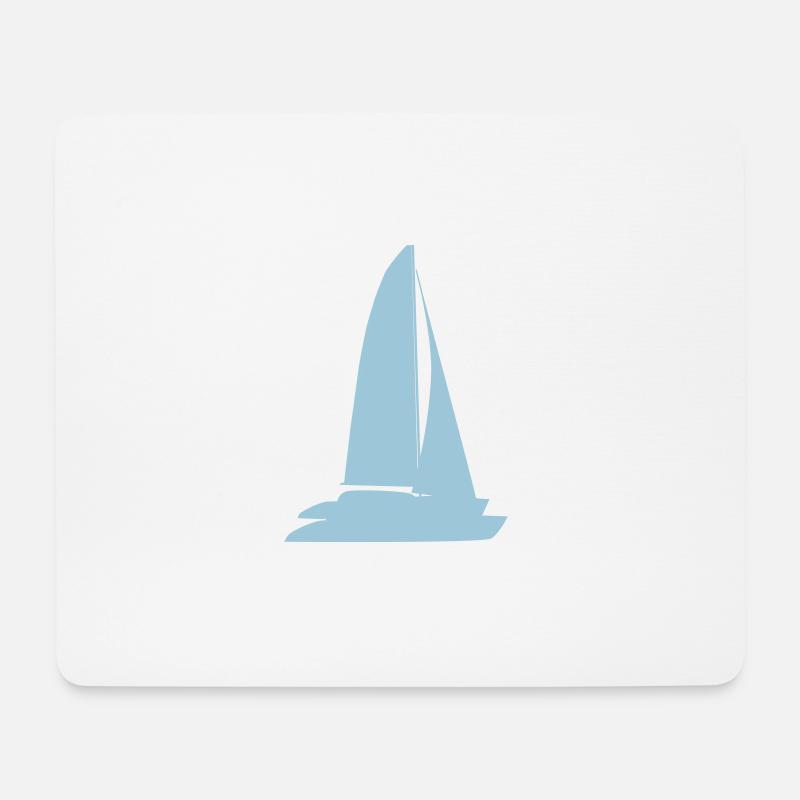 blaues Boot - Mousepad (Querformat) - Weiß