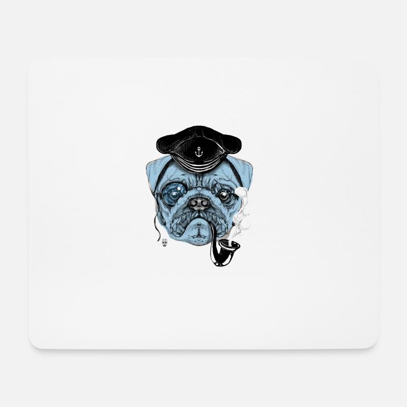 Pug Sailor - Mouse Pad (horizontal) - white