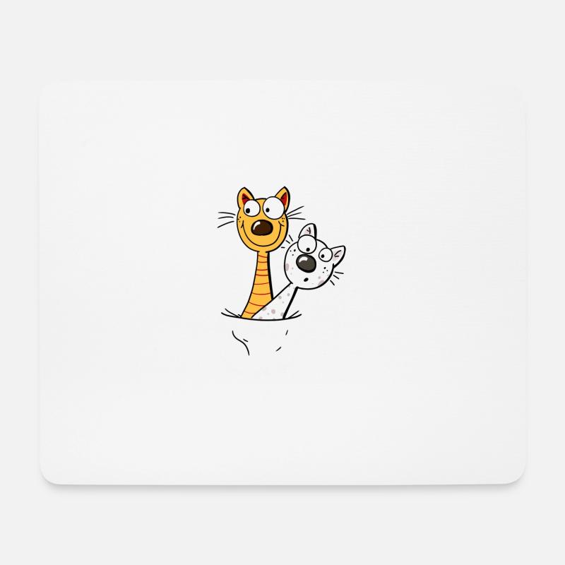 Zwei lustige Katzen im Shirt - Katze - Kitten -Fun - Mousepad (Querformat) - Weiß