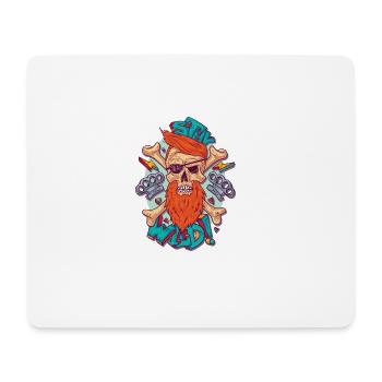 rester sauvage - crâne avec le patch des yeux et la barbe - Tapis de souris (format paysage) - blanc - Devant