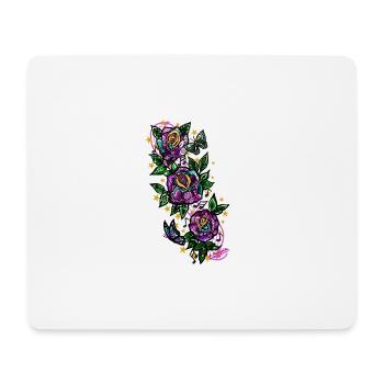 Rose/Noten/Schmetterlinge - Mousepad (Querformat) - Weiß - Vorne