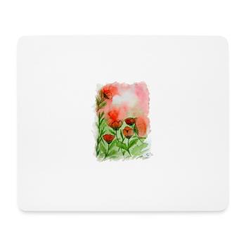 Mohnblumen Aquarell - Mousepad (Querformat) - Weiß - Vorne