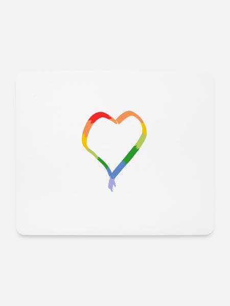 Regenbogenherz gezeichnet - Mousepad (Querformat) - Weiß