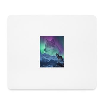 Northern Lights Wolf in the Mountains - Mouse Pad (horizontal) - white - Front