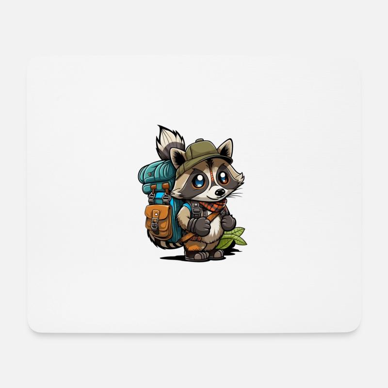 Waschbär wandert - Mousepad (Querformat) - Weiß