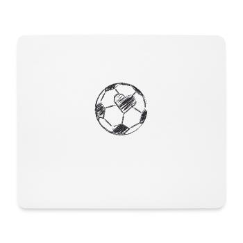 Liebe Fußball, Ball mit Herz Schwarz - Mousepad (Querformat) - Weiß - Vorne