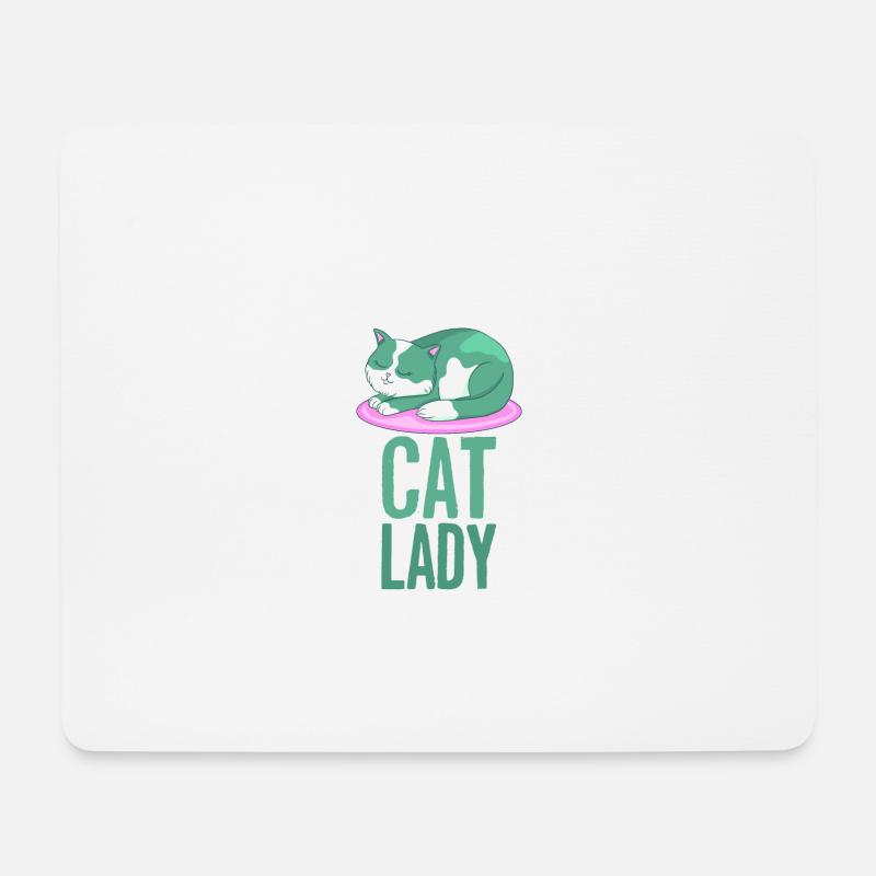 Katze Verrückte Katzen Lady Frau - Mousepad (Querformat) - Weiß