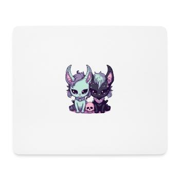 cute cats kawaii pastel goth scary - Mouse Pad (horizontal) - white - Front