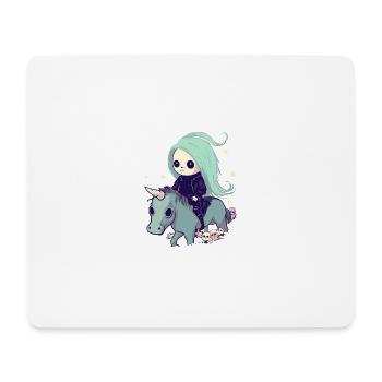 Pastell Goth Kawai Tod Sensenmann Mädchen Einhorn - Mousepad (Querformat) - Weiß - Vorne