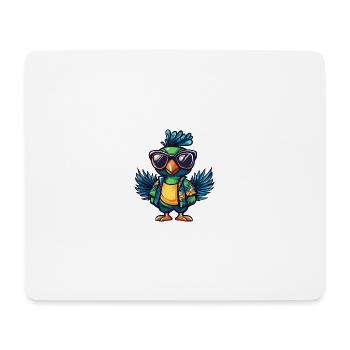 Pfau Vogel Comic Cool Sommer - Mousepad (Querformat) - Weiß - Vorne