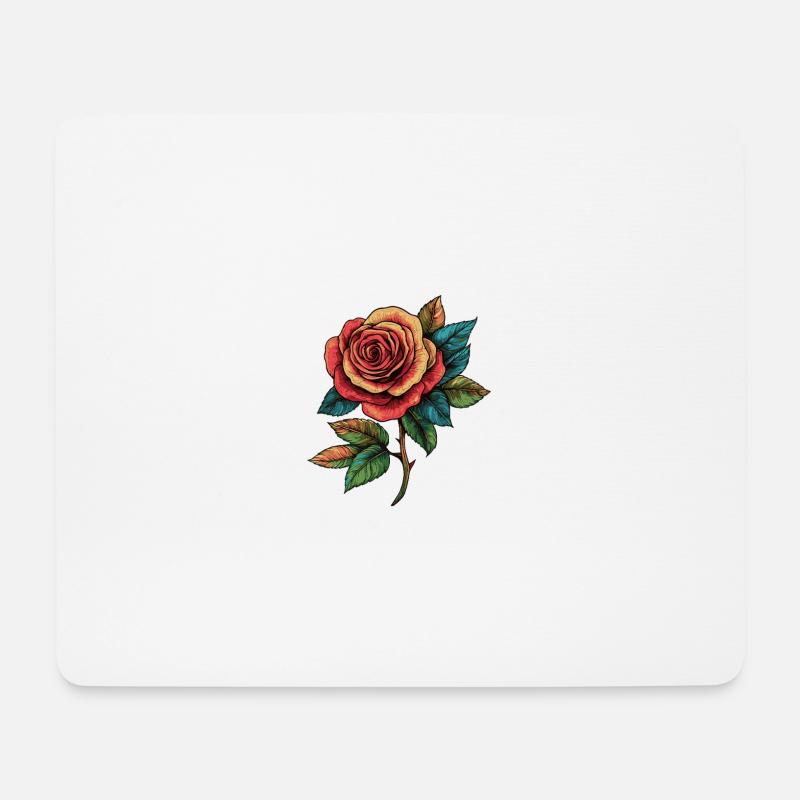 Rose Blume - Mousepad (Querformat) - Weiß