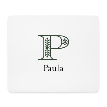 Monogramm P mit botanischem Ornament - Mousepad (Querformat) - Weiß - Vorne
