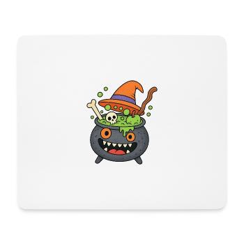 Cute Halloween Cauldron Monster - Mouse Pad (horizontal) - white - Front