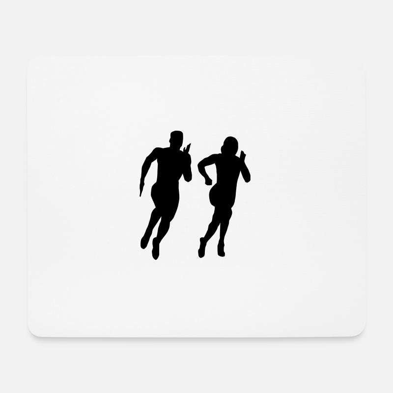Laufen, Läufer Paar - Mousepad (Querformat) - Weiß