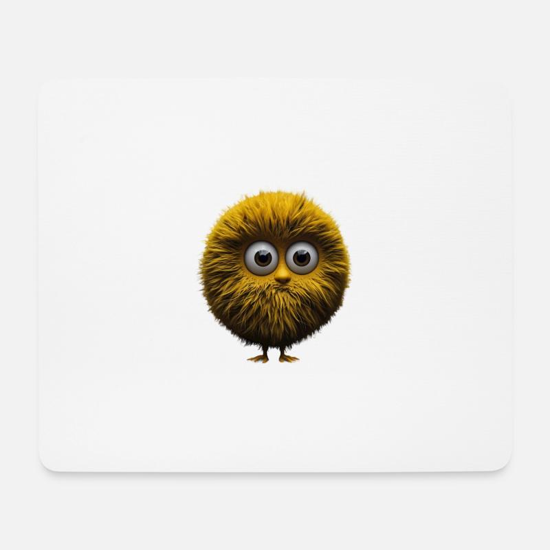 funny creature with big, round eyes and fur - Mouse Pad (horizontal) - white