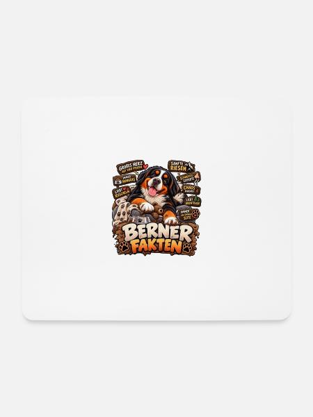 Berner Fakten - Großes Herz auf vier Pfoten - Mousepad (Querformat) - Weiß