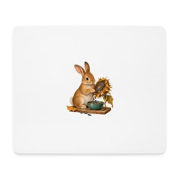 Kaninchen sammelt Sonnenblumensamen - Mousepad (Querformat) - Weiß - Vorne