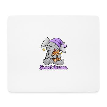 Sanft schlafender Elefant Charlie mit Kuschel - Mousepad (Querformat) - Weiß - Vorne